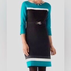 Elegant Black and Teal Women's Dress by White House Black Market.